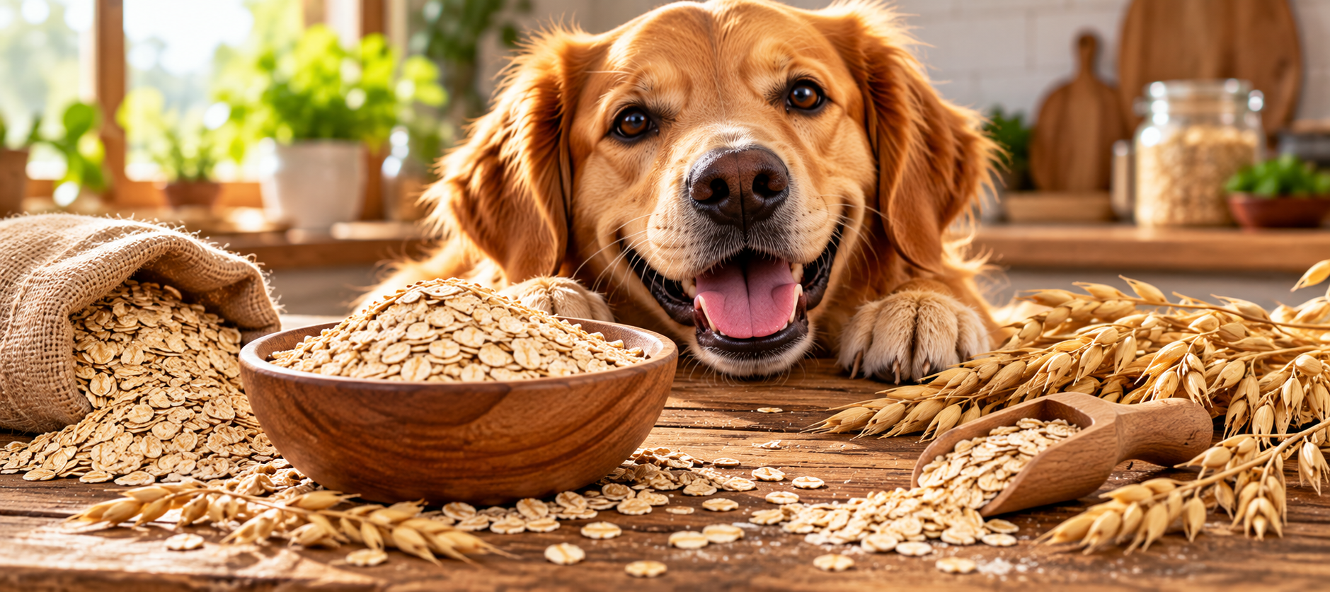 Darf ein Hund Haferflocken essen? Hund mit Haferflocken