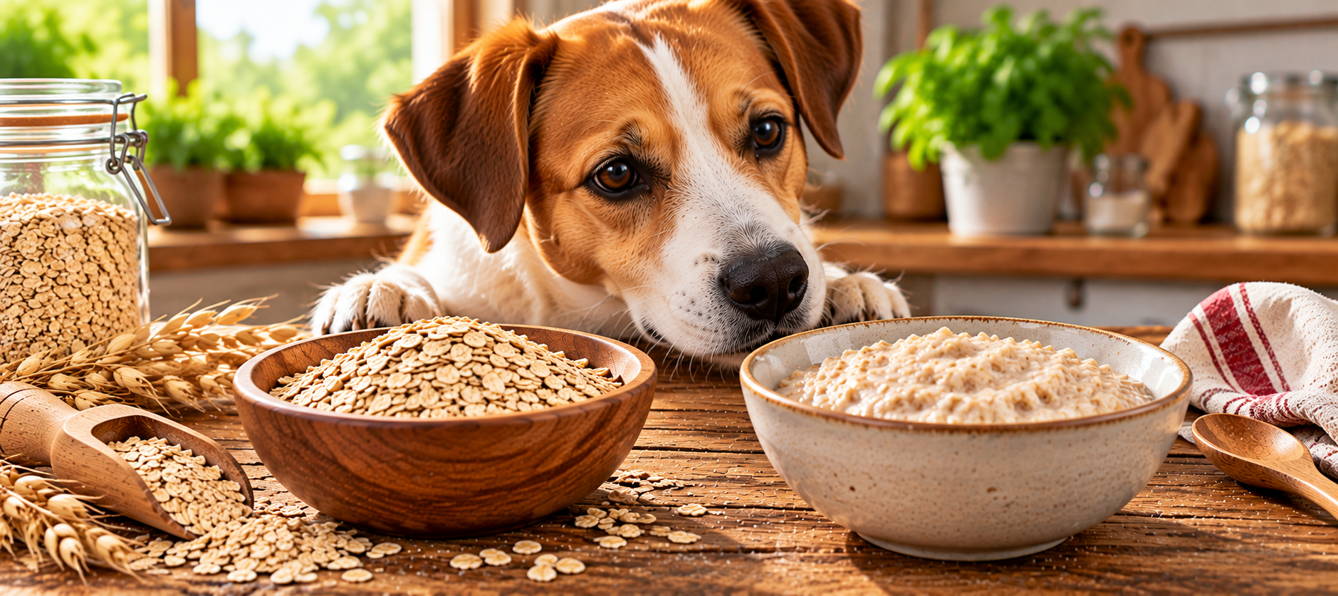 Rohe und gekochte Haferflocken für Hunde im Vergleich