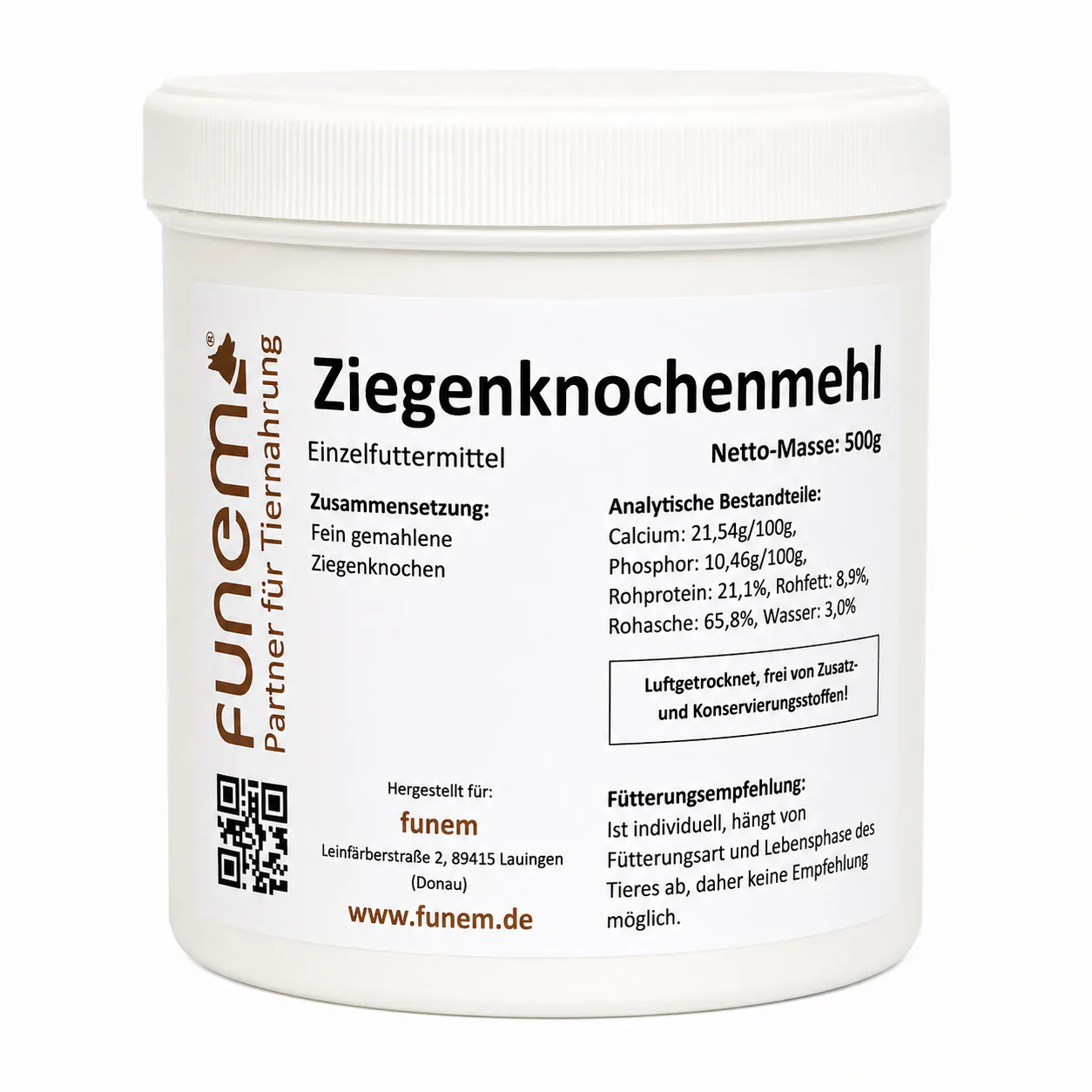 Ziegenknochenmehl aus 100 % Ziegenknochen von funem in der Vorratsdose