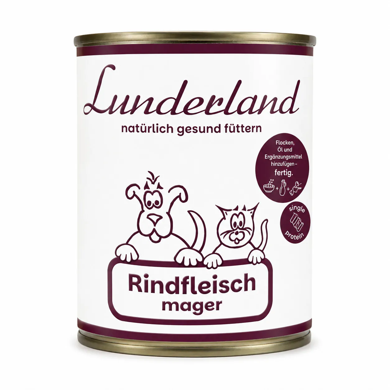 Lunderland Reinfleisch Dose Rindfleisch mager als Einzelfuttermittel für Hunde und Katzen