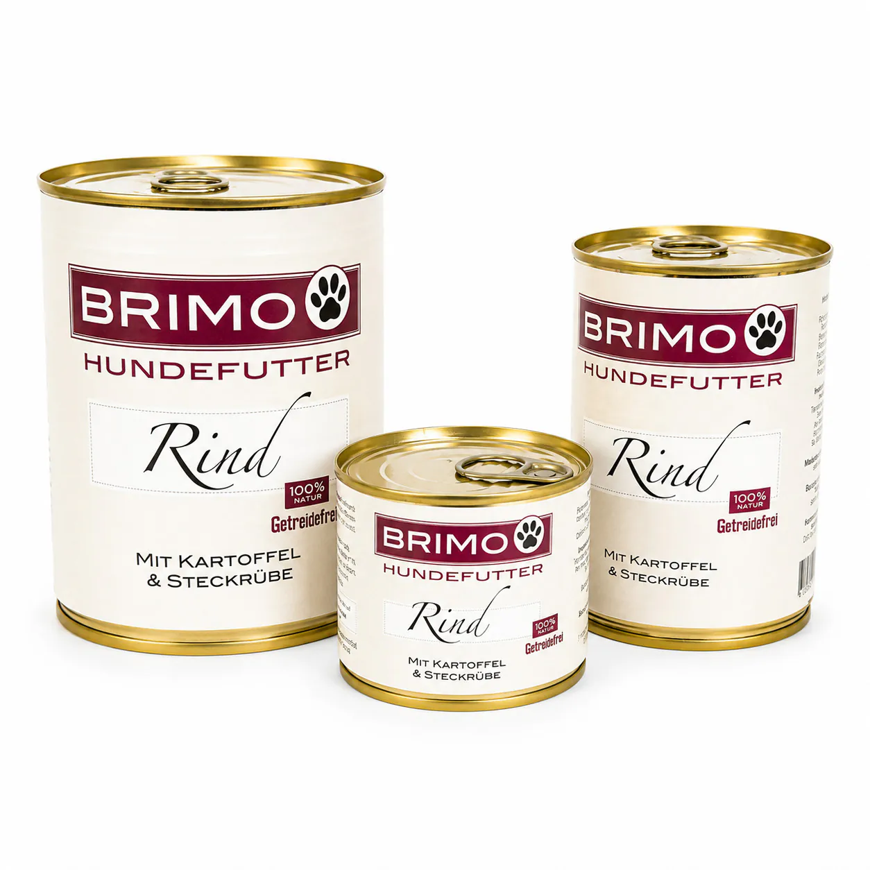 Brimo Rind mit Kartoffel und Steckrüben Nassfutter in mehreren Dosengrößen