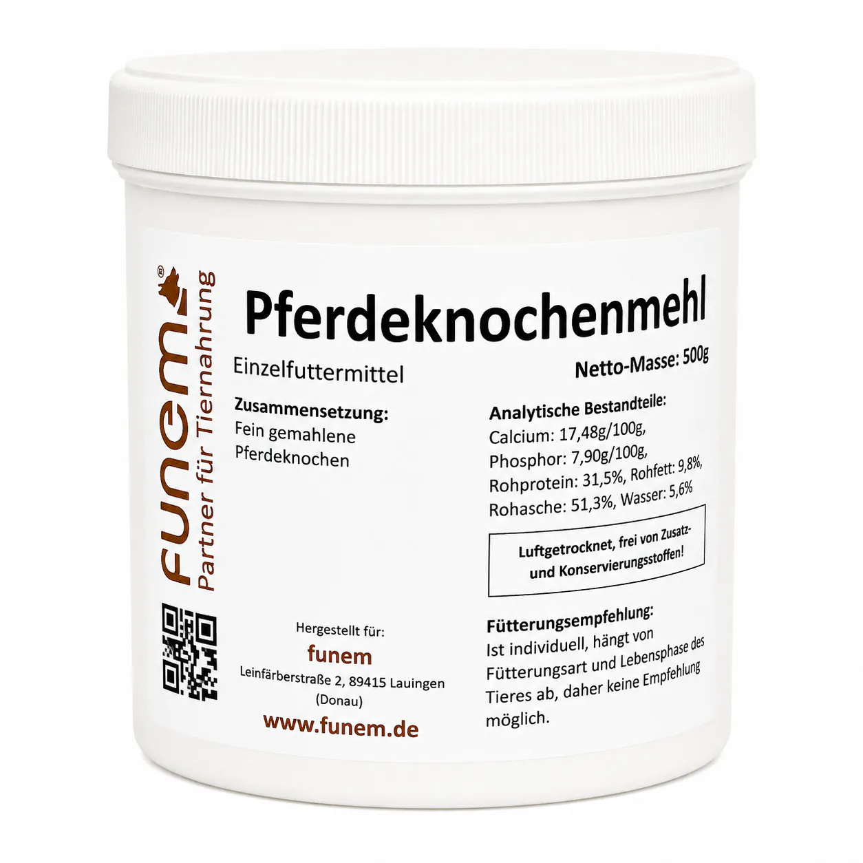 Pferdeknochenmehl aus 100 % Pferdeknochen von funem in der Vorratsdose