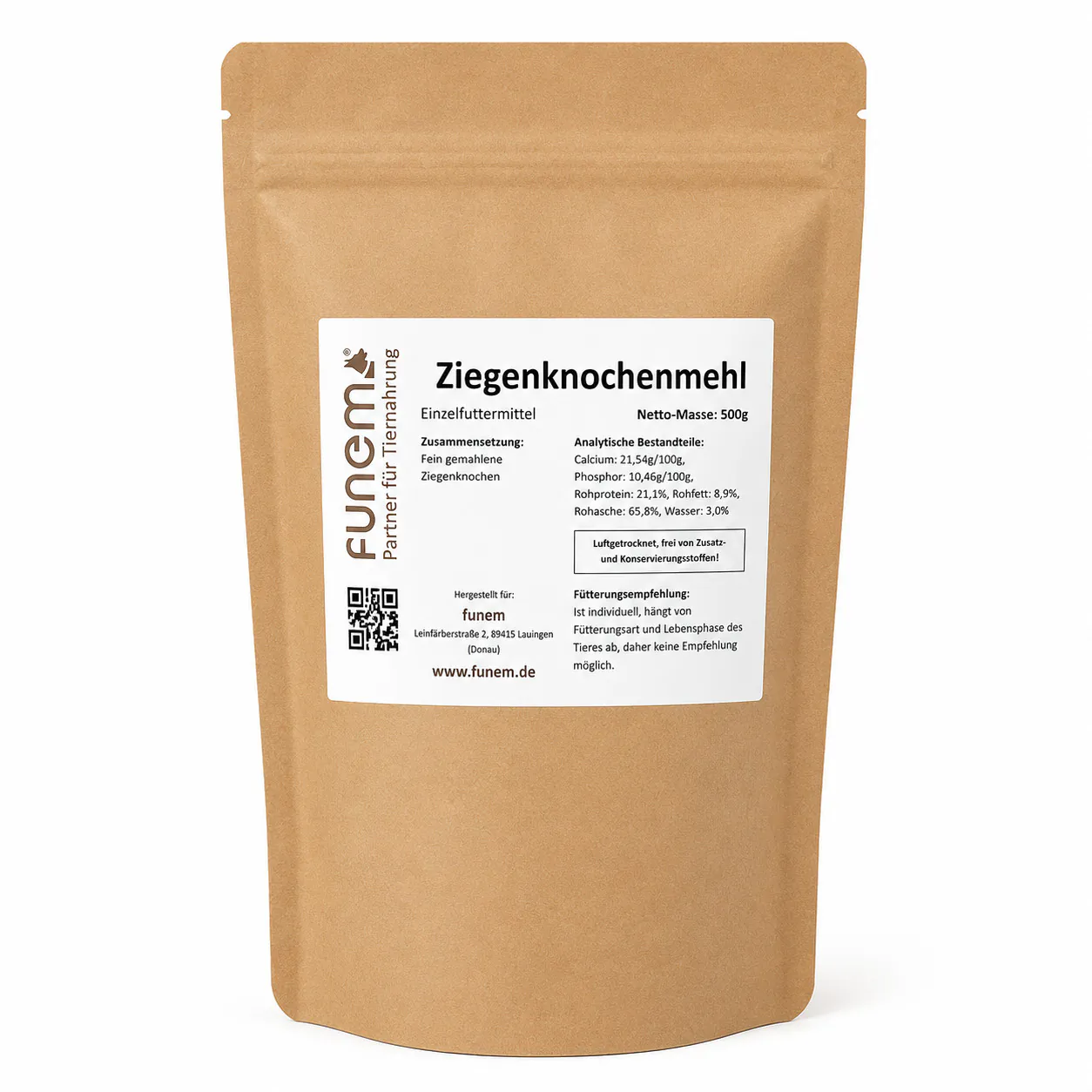 Ziegenknochenmehl Nachfüllpack aus 100 % Ziegenknochen von funem