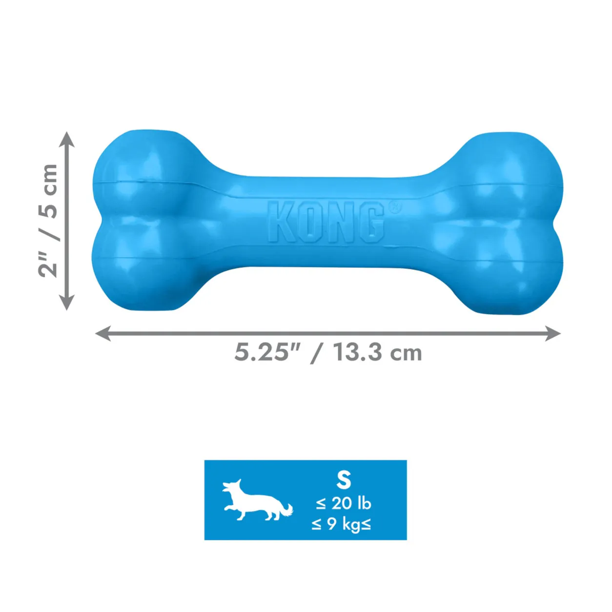 Blauer KONG Puppy Goodie Bone S mit ca. 13,3 cm Länge und 5 cm Breite
