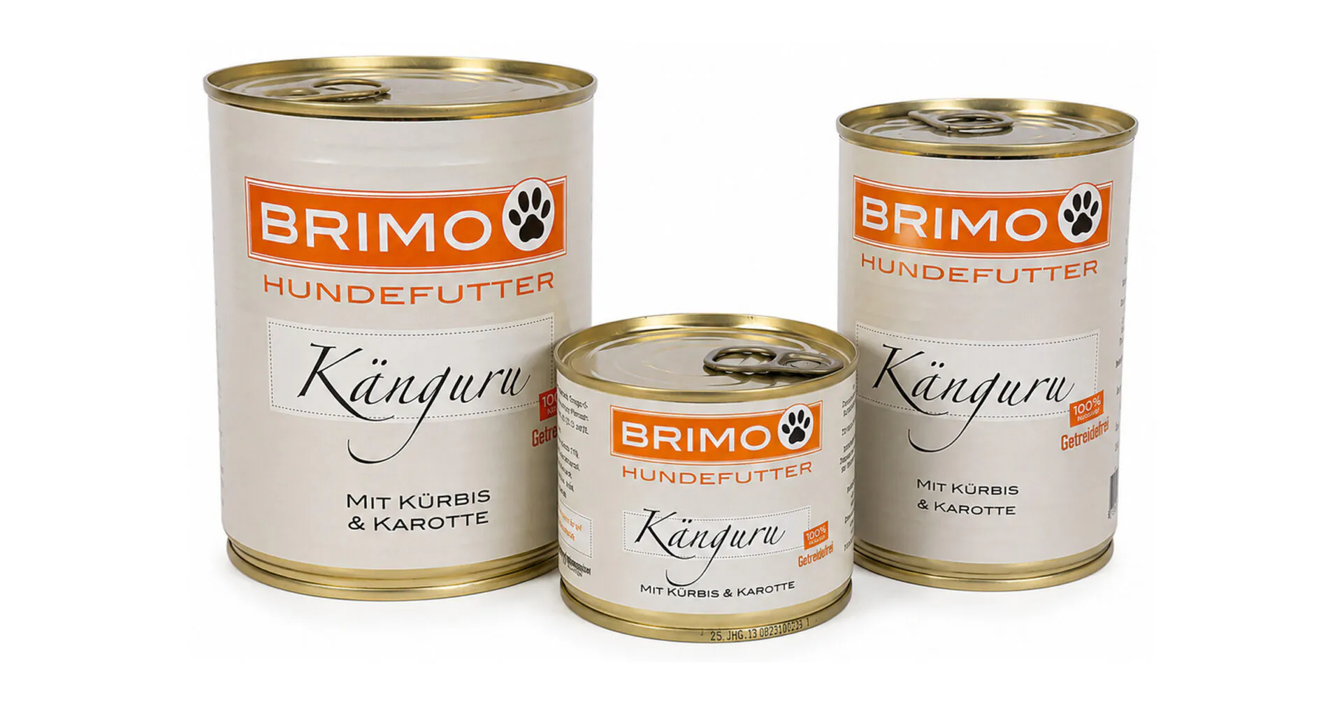 Brimo Känguru mit Kürbis und Karotte in verschiedenen Dosengrößen