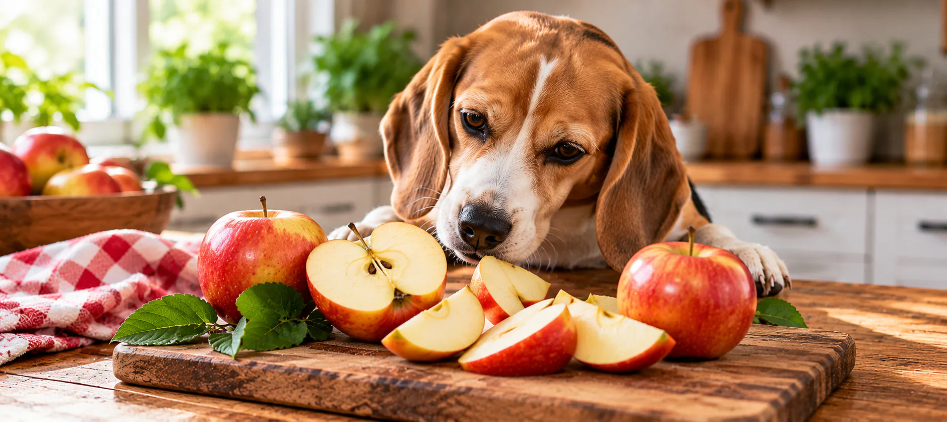 Darf ein Hund Äpfel essen? Hund mit Äpfeln