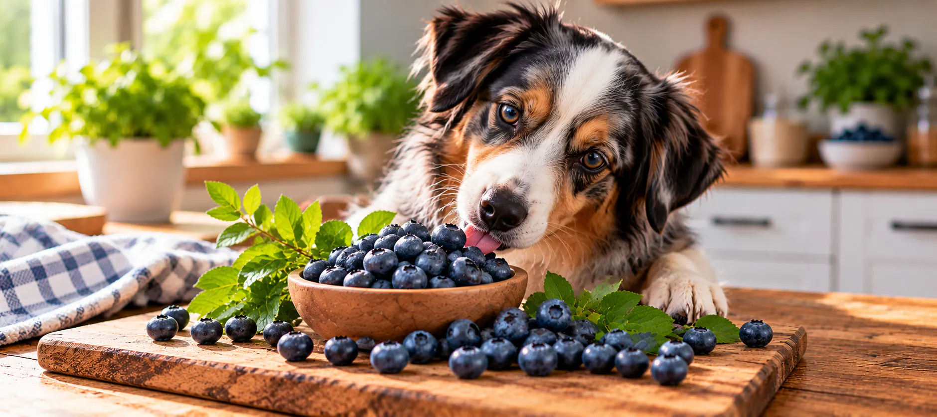 Darf ein Hund Blaubeeren essen? Hund mit Blaubeeren