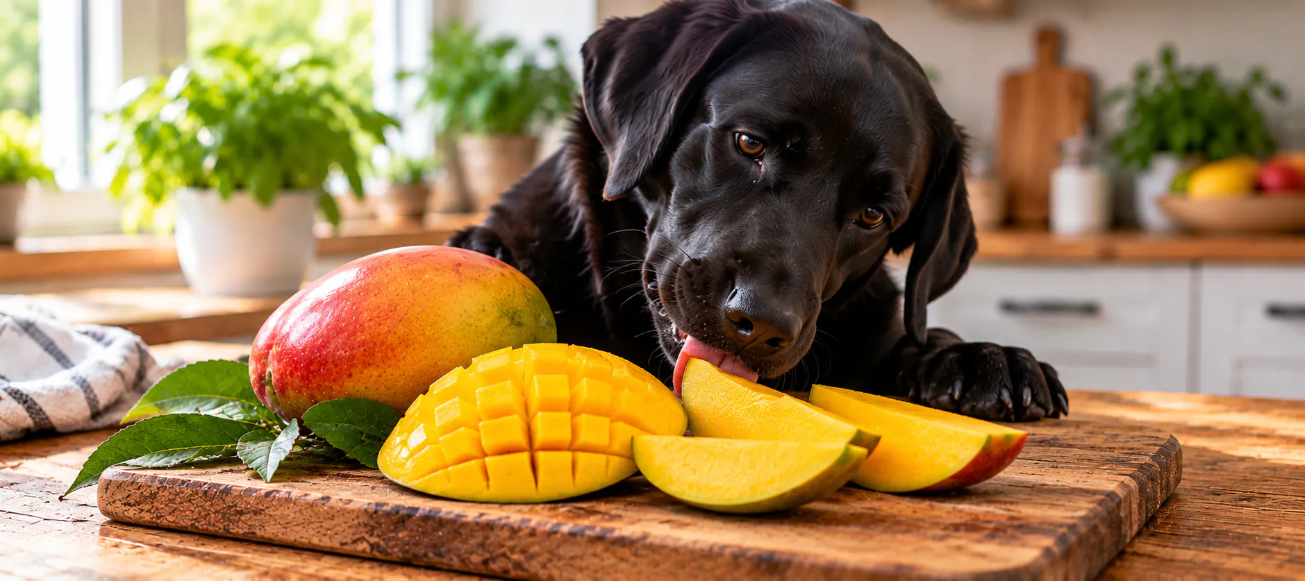 Darf ein Hund Mango essen? Hund mit Mango