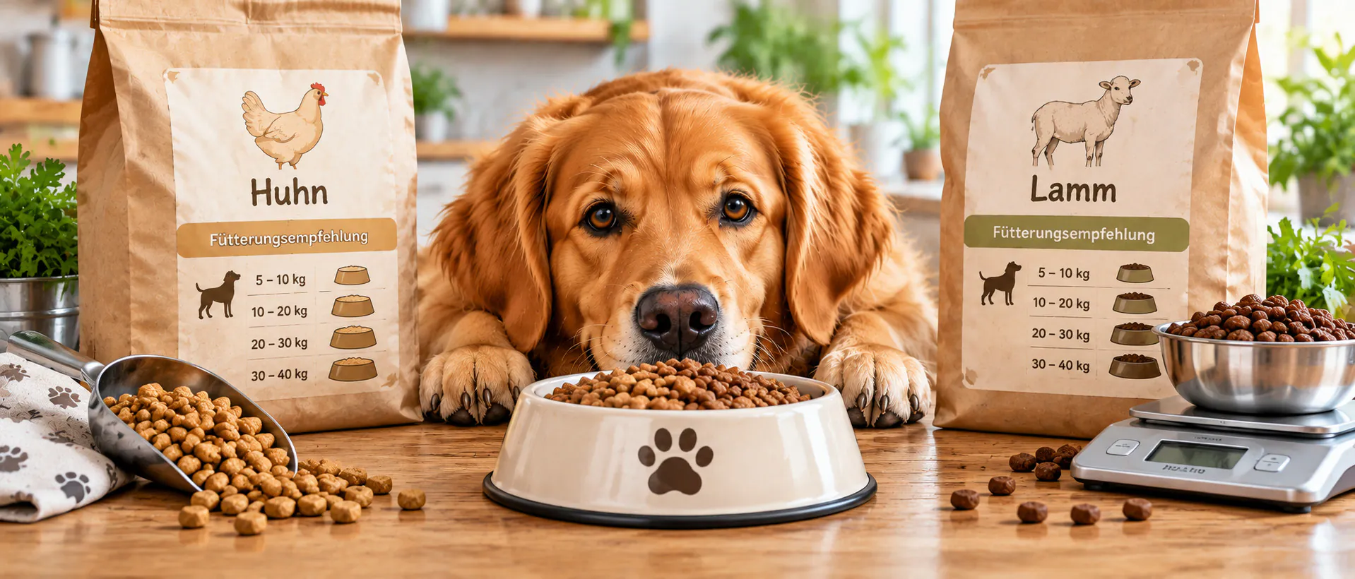 Futtermenge nach der Futterumstellung beim Hund