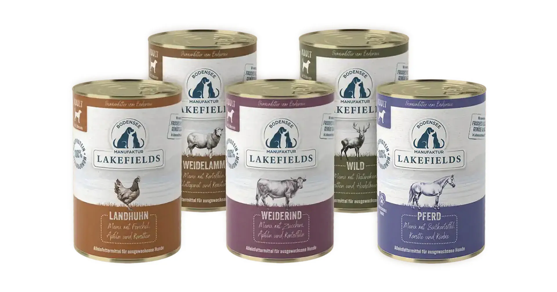 Lakefields Nassfutter für Hunde in verschiedenen Sorten