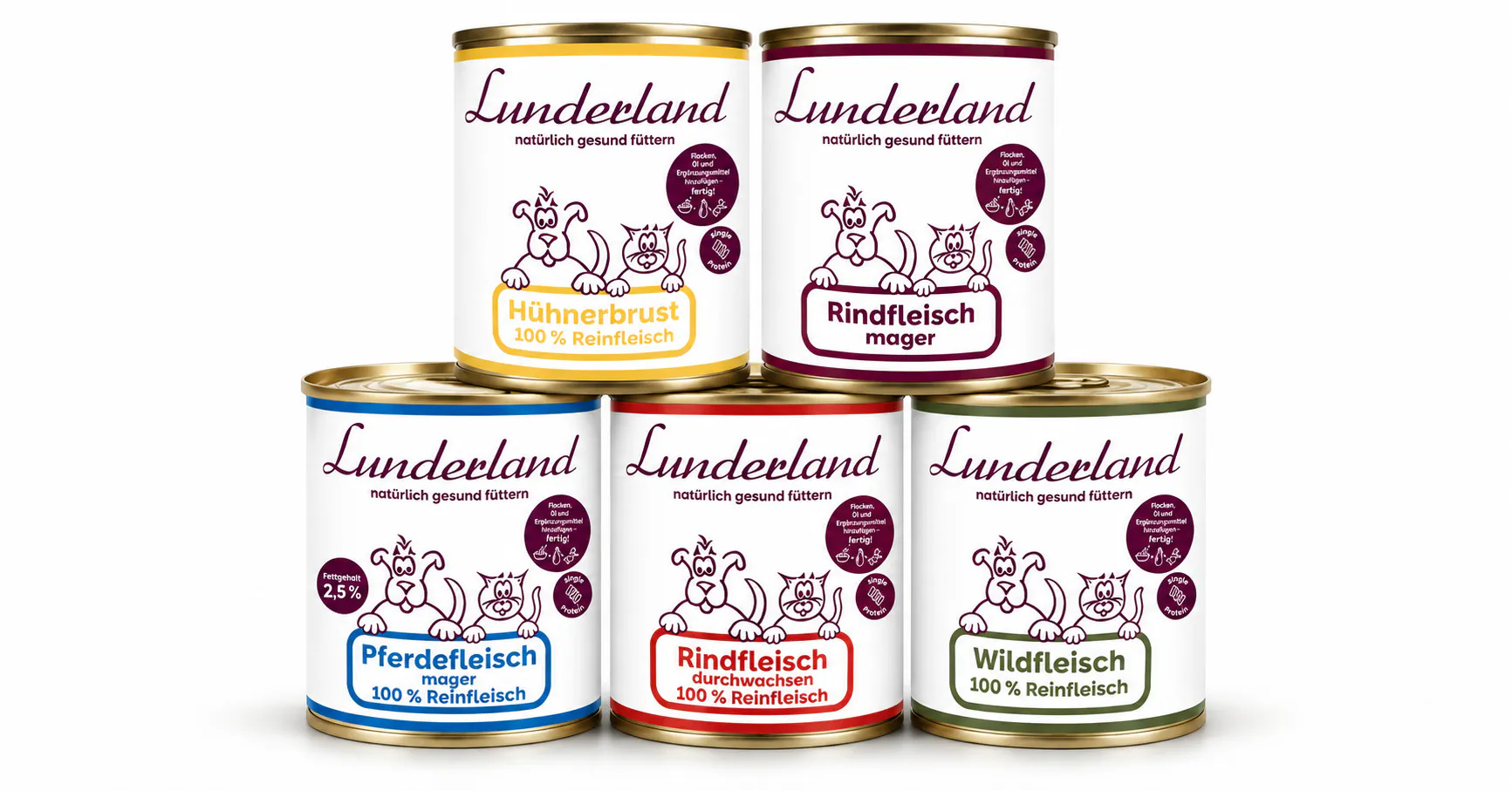 Lunderland Reinfleisch für Hunde in verschiedenen Sorten