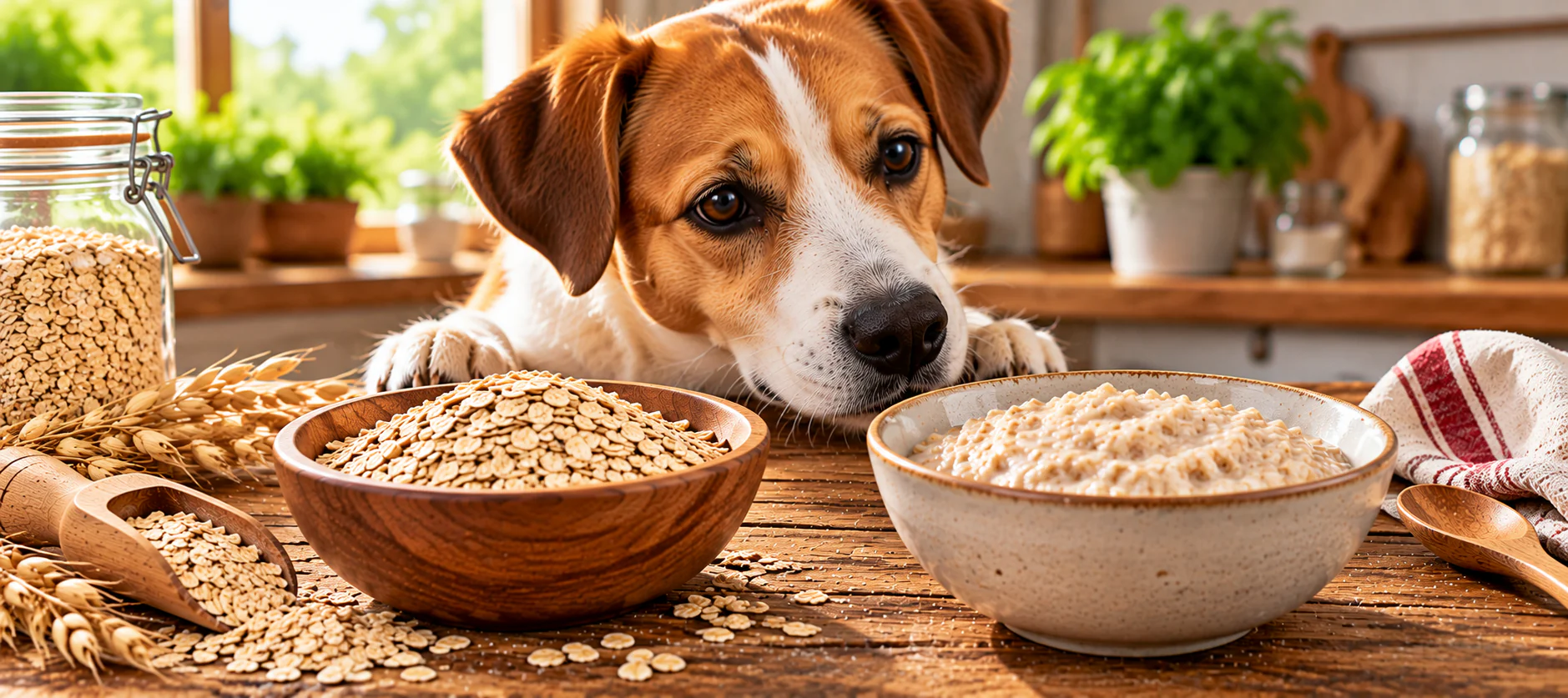 Rohe und gekochte Haferflocken für Hunde im Vergleich